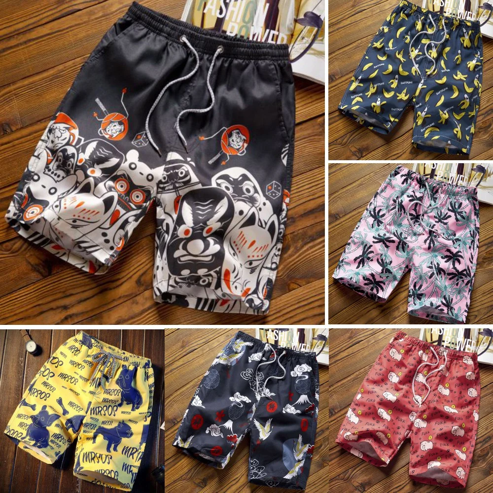 

Men's Printing Beach Casual Loose Shorts Quick Dry Sport Summer Large Size M-4XL
