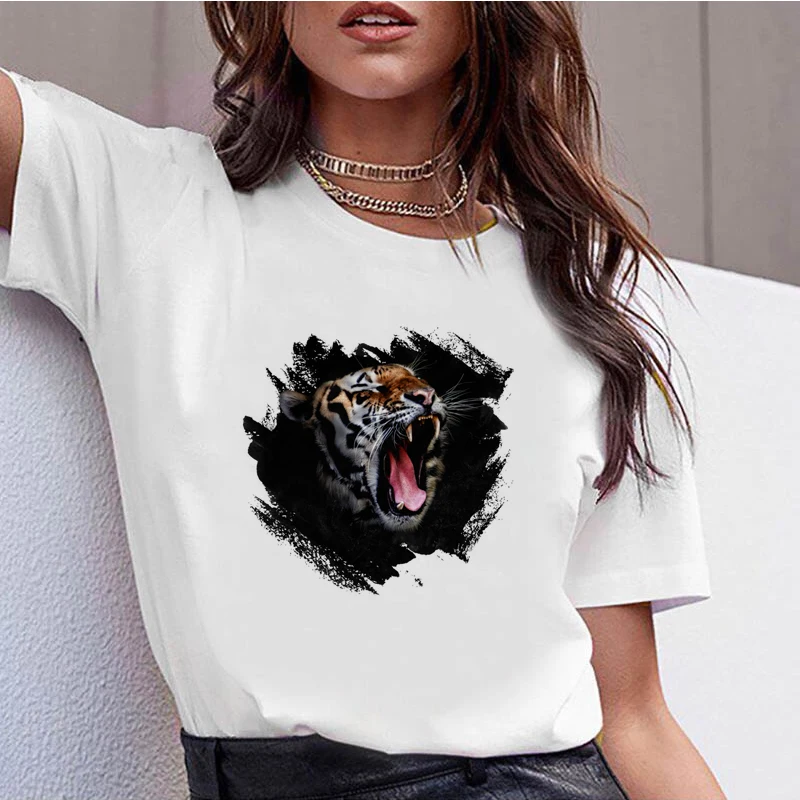 736136_T футболка Повседневная с круглым вырезом и короткими рукавами женская