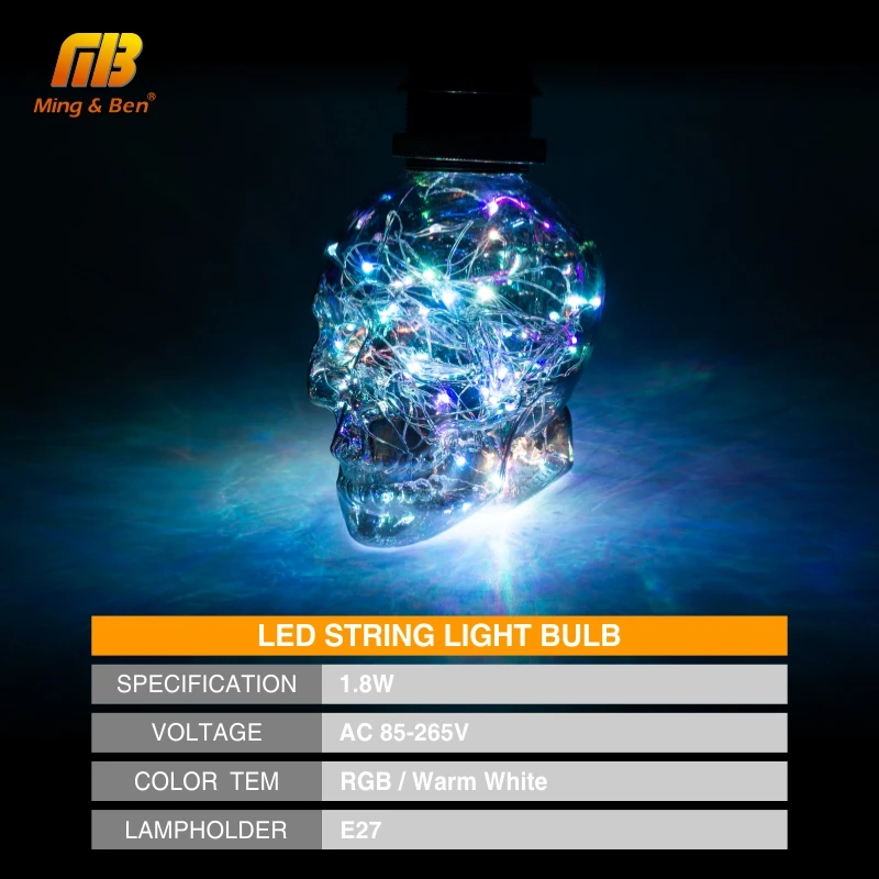Светодиодный строковый свет rgb медный шелк E27 85-265V светодиодный лампочка с