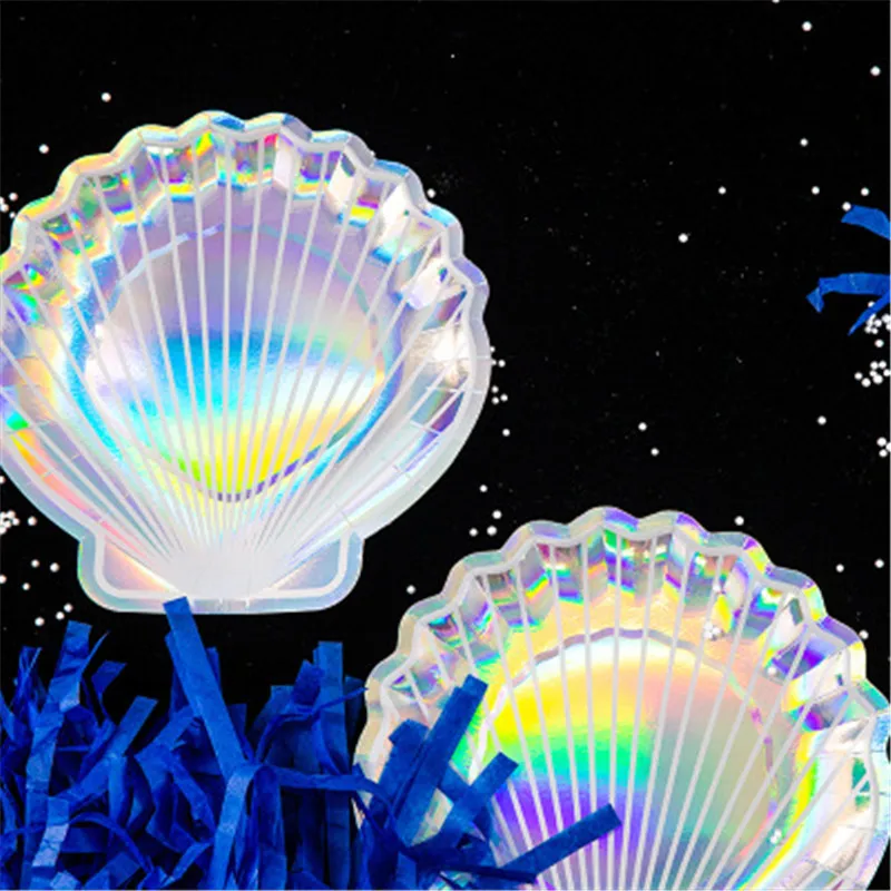 8 шт. Переливающаяся сверкающая оболочка бумажные тарелки для вечеринок посуда 9