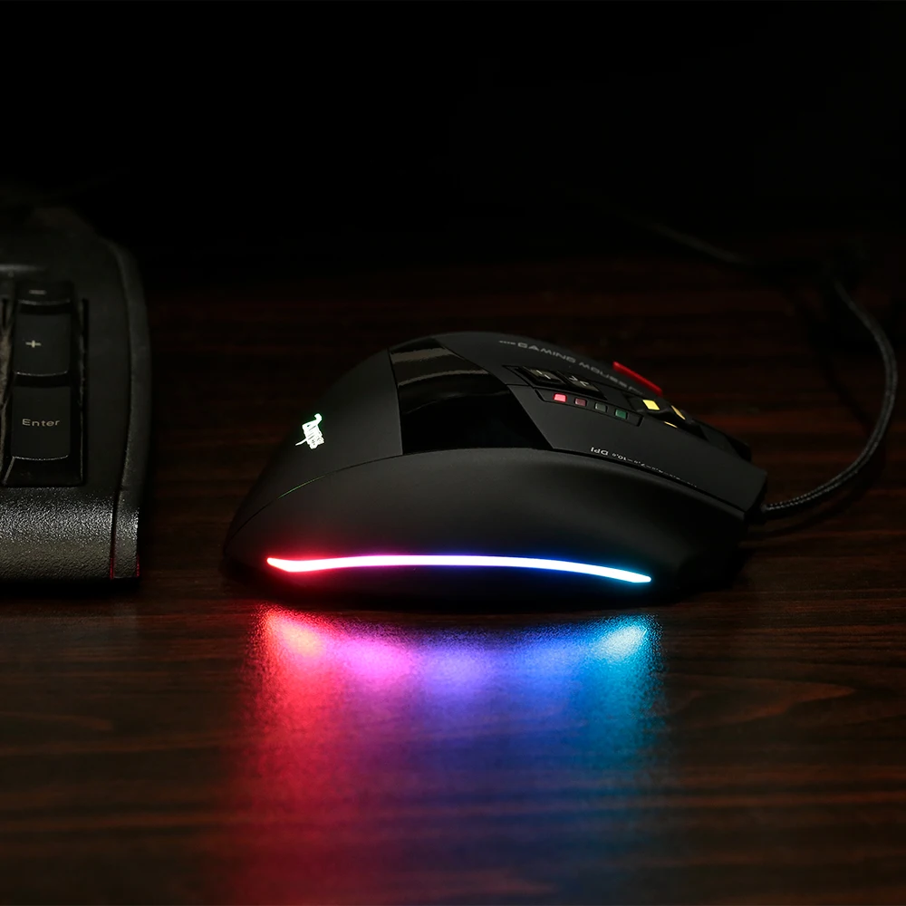 ZELOTES C 13 RGB игровая Мышь с боковыми кнопками макро программирования 10000 Точек на