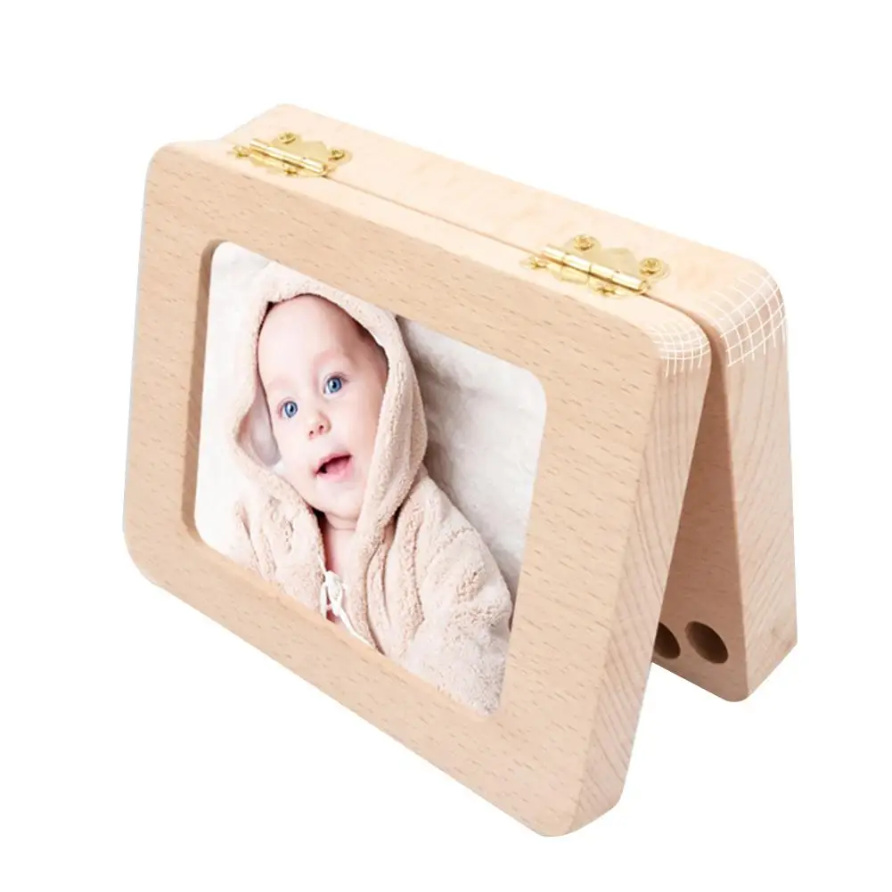 

Wooden Photo Frame Baby Tooth Box Organizer Milk Teeth Storage Umbilical Lanugo Save Collect Baby Souvenirs Gifts