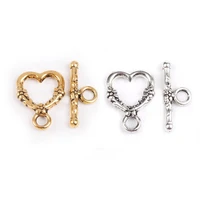 20 sets antique heart shaped ring hook toggle clasp hooks findings for jewelry making competent diy bracelet necklace wholesale