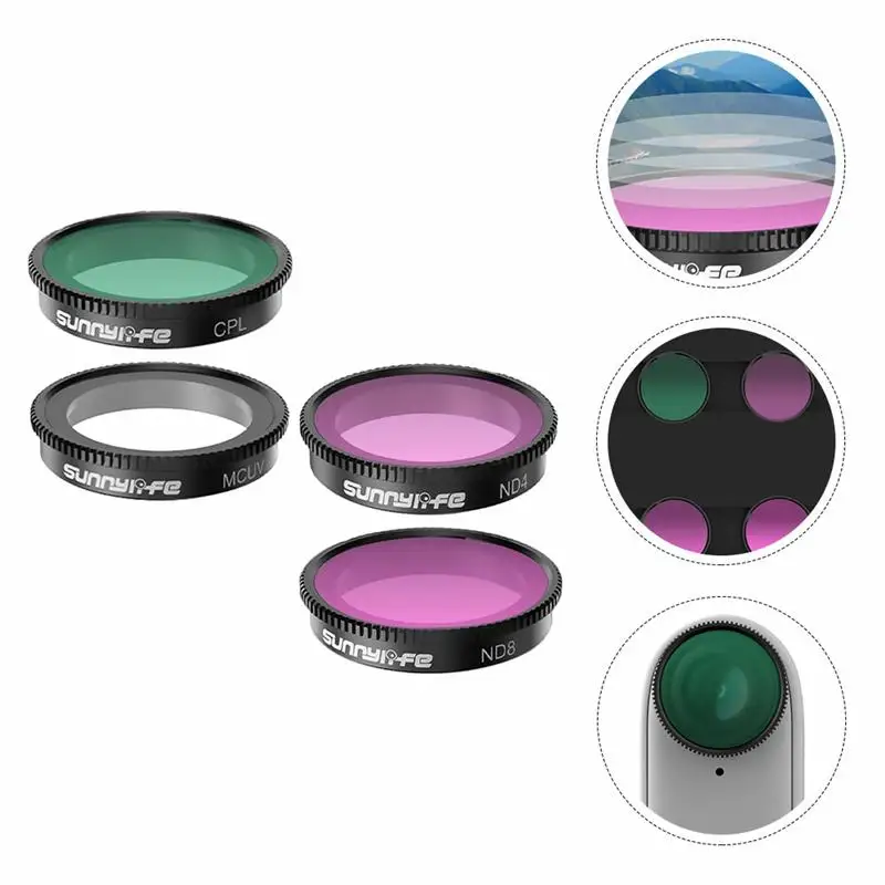 

1 Set/4pcs Camera Lens Filter Replacement Filter Kit Suitable for Insta360 GO 2 filter, ND filter, MCUV filter, CPL polarizer