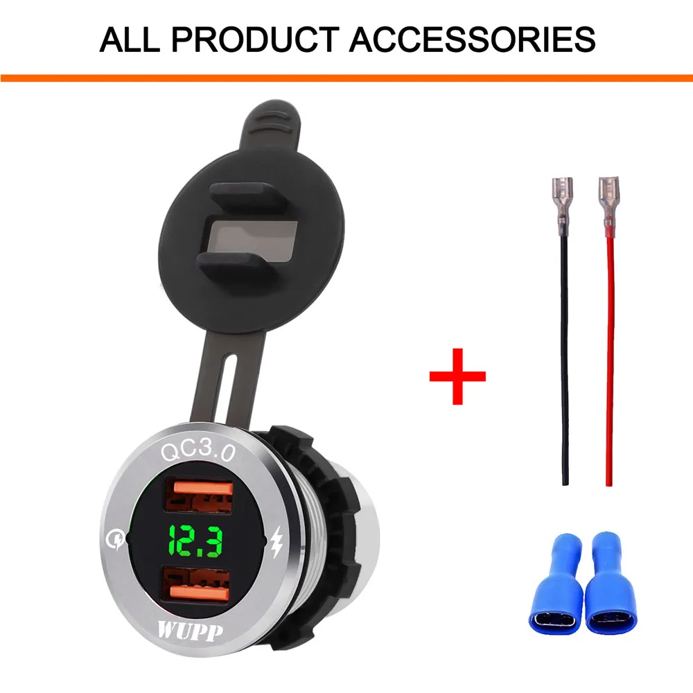 Универсальное QC3.0 автомобильное зарядное устройство для мотоцикла