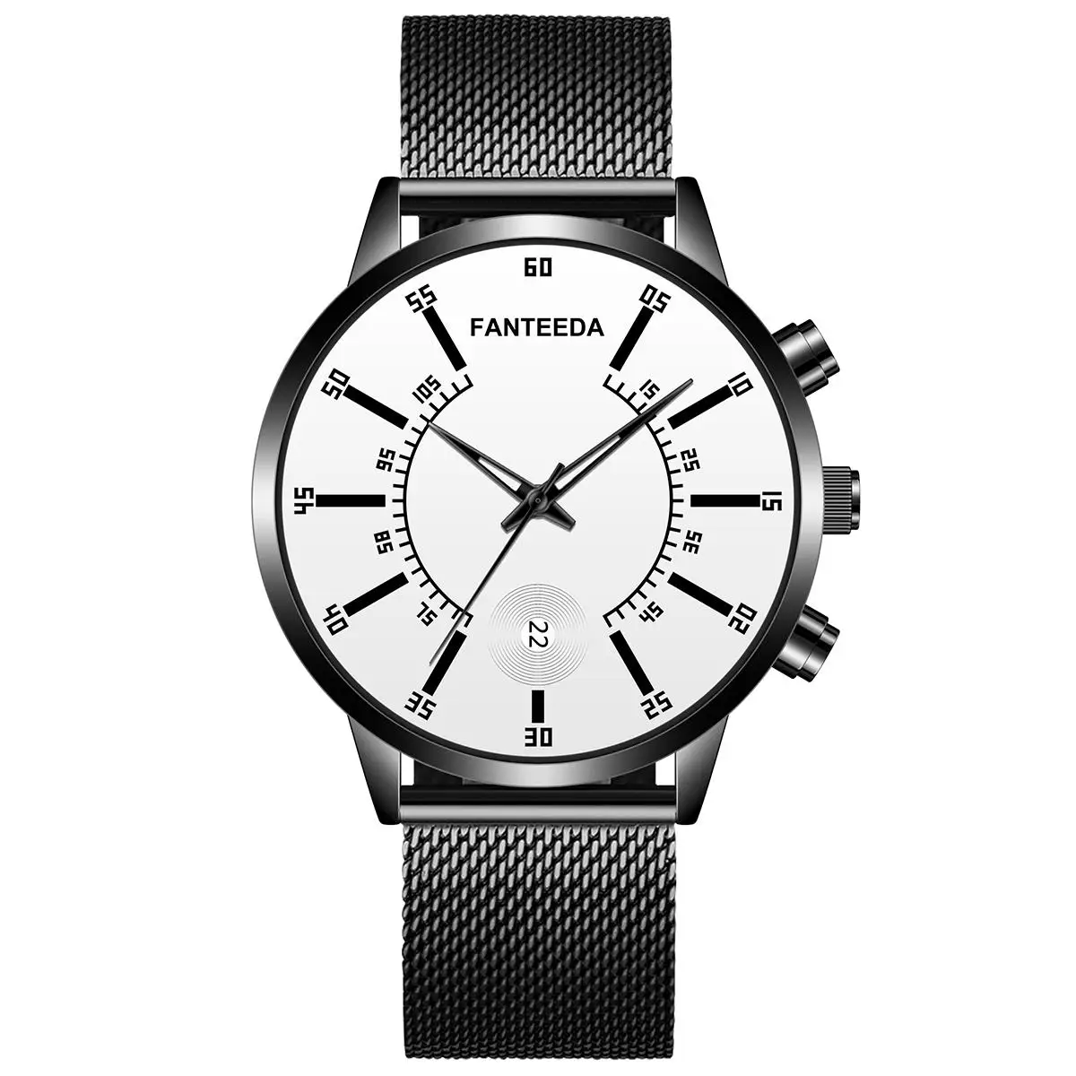 Minimalist Classic Blue Men Mesh Belt Ultra Thin Wrist Watch Luxury Fashion Business Calendar Stainless Steel Quartz Watches