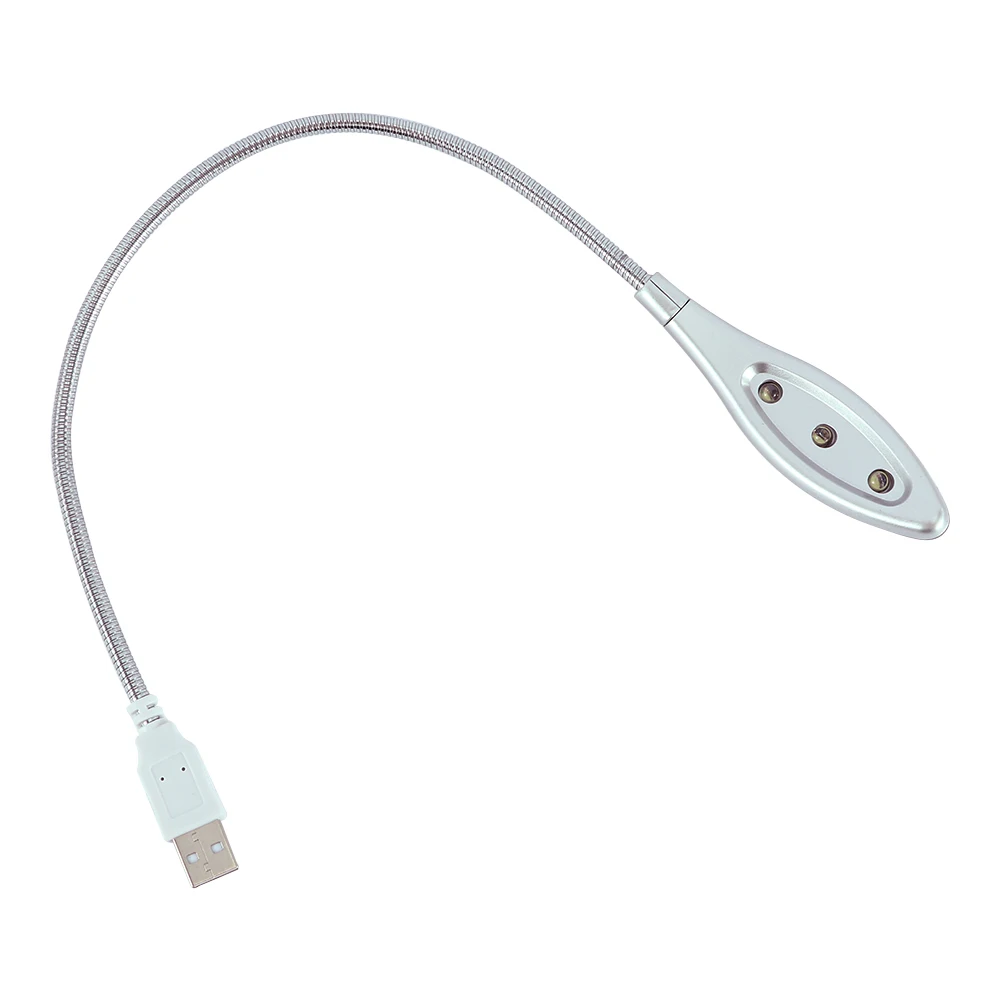 USB-лампа для чтения книг с 3 светодиодный лампами гибкий металлический