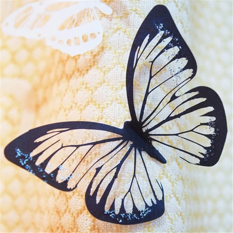 

18PCS Wall Sticker 3D Butterfly Decoration Black White