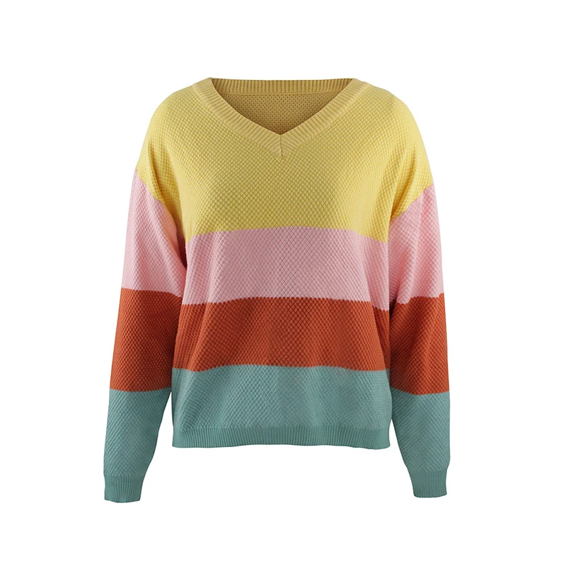 

Multicolor Striped Jumper Sweater Women Autumn Winter Fashion Full Sleeve Pullover Sweaters Tops For Women 2021 New