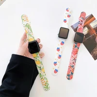 printed band for apple watch 7 41mm 45mm correa 3842mm decoration belt silicone bracelet iwatch serie 5 4 se 6 44mm 40mm strap
