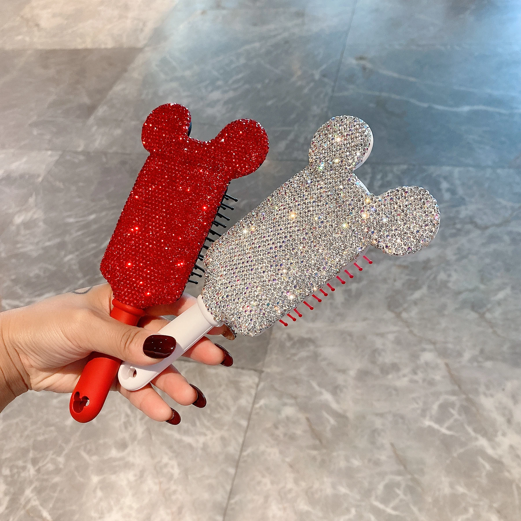 

Diamond Massage Comb Baby Hair Brush Cartoon Mouse Cute Hair Combs for Kids Girls Bling Rhinestones Women Airbag Hair Brushes