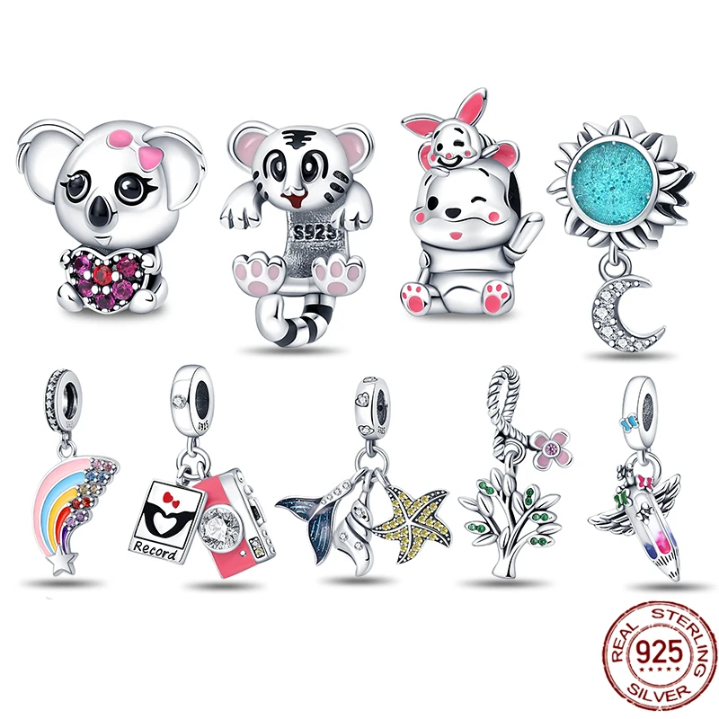 

2022New cute bear beaded pendant plata charms of ley 925 silver Fits Original pandora bracelet Pendant Women Fine DIY Jewelry