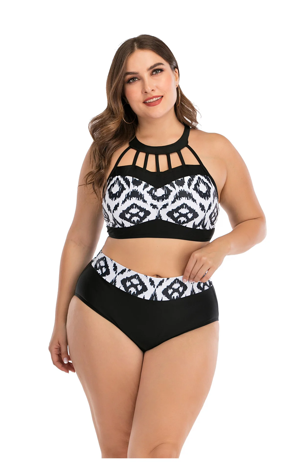 

Новинка 2021, купальник, размер L, XL, 2XL, 3XL, 4XL, комплект сексуального бикини с большой чашкой, популярная накидка для молодых девушек, женский ку...