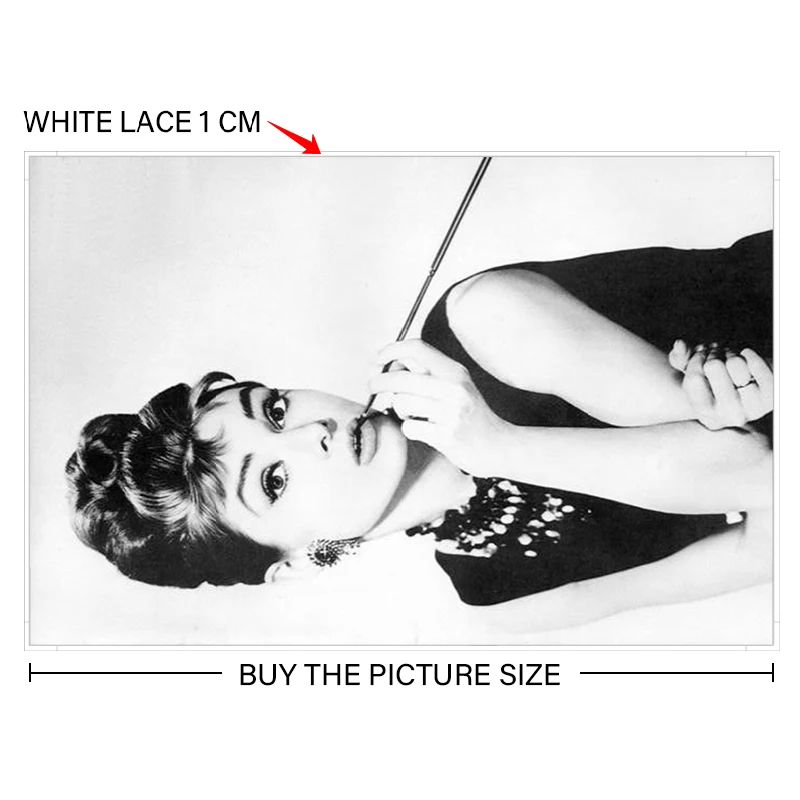 

Black White Audrey Hepburn Portrait Makeup Modern Poster Prints Canvas Painting Wall Art Modular Pictures for Bedroom Decor