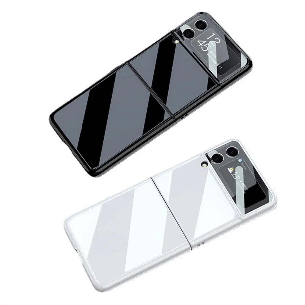 luxury pearl white phone case for samsung z flip 3 5g 4g chain cover ultra thin porcelain hard z flip 3 phone protector free global shipping