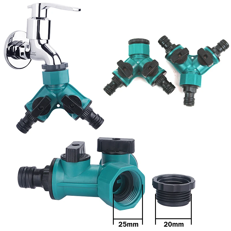 

2-ходовой садовый кран, женский, сверхмощный, женский, оросительный клапан 2 в форме Y, быстрый соединитель для водопроводной трубы
