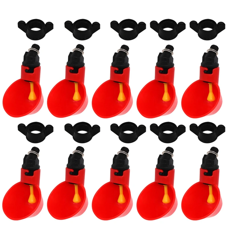 

10Pcs Feed Automatic Bird Coop Poultry Chicken Fowl Drinker Water Drinking Cups Livestock Feeding Watering Supplies