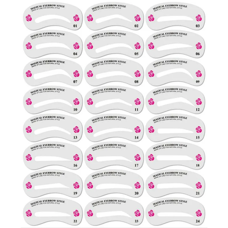 

24Pcs/set Reusable Eyebrow Stencil Set Eye Brow DIY Drawing Guide Styling Shaping Grooming Template Card Easy Makeup