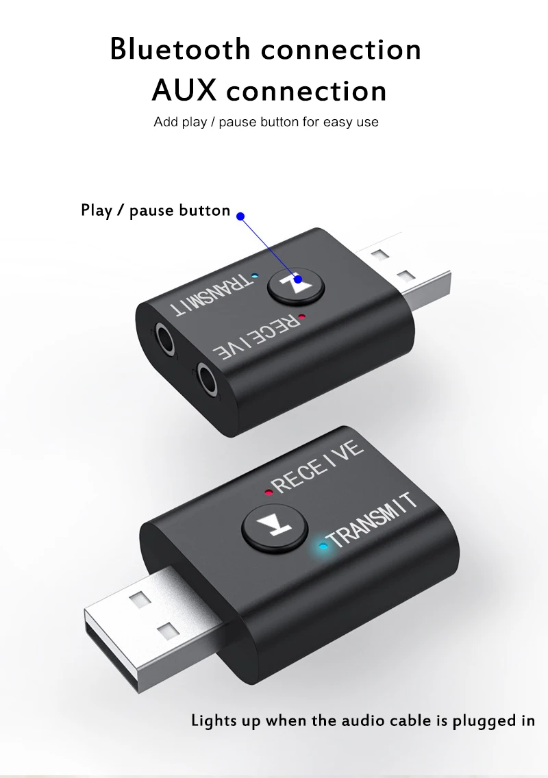 

Mini Wireless Bluetooth Receiver Adapter 5.0 Audio Transmitter Stereo Bluetooth Dongle Aux Usb 3.5 Mm For Laptop Tv Pc