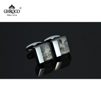 ghroco high quality exquisite square shape metal side drop epoxy french shirt cufflinks fashion luxury gifts for business men