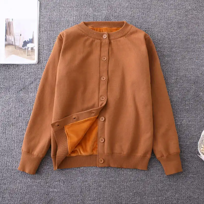 caramel colour Зимний бархатный вязаный кардиган, свитер, пальто для женщин, короткий свитер, куртка, джемпер, теплый кардиган, женские топы C5078 - Цвет: caramel colour