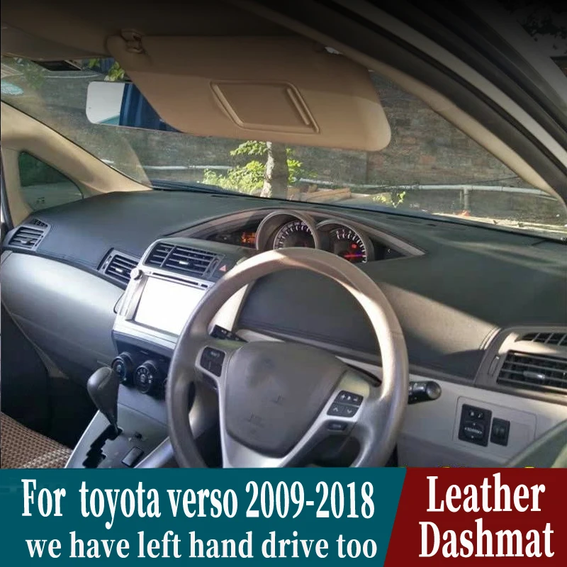 Кожаный коврик для приборной панели toyota verso 2009 2012 2013 2014 2015 2018 аксессуары стайлинга