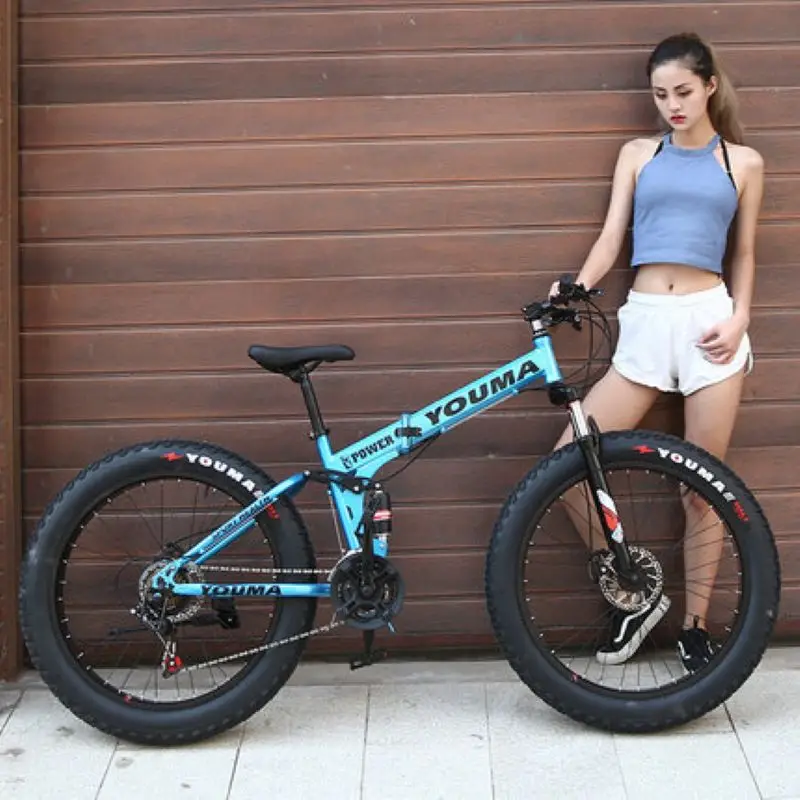 Складной снегоход горный велосипед 24 дюйма 27 скоростей спицевое колесо 4 0