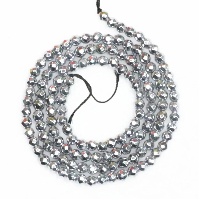Новый серебристый гематитовый камень 2 мм 3 Круглые граненые свободные бусины