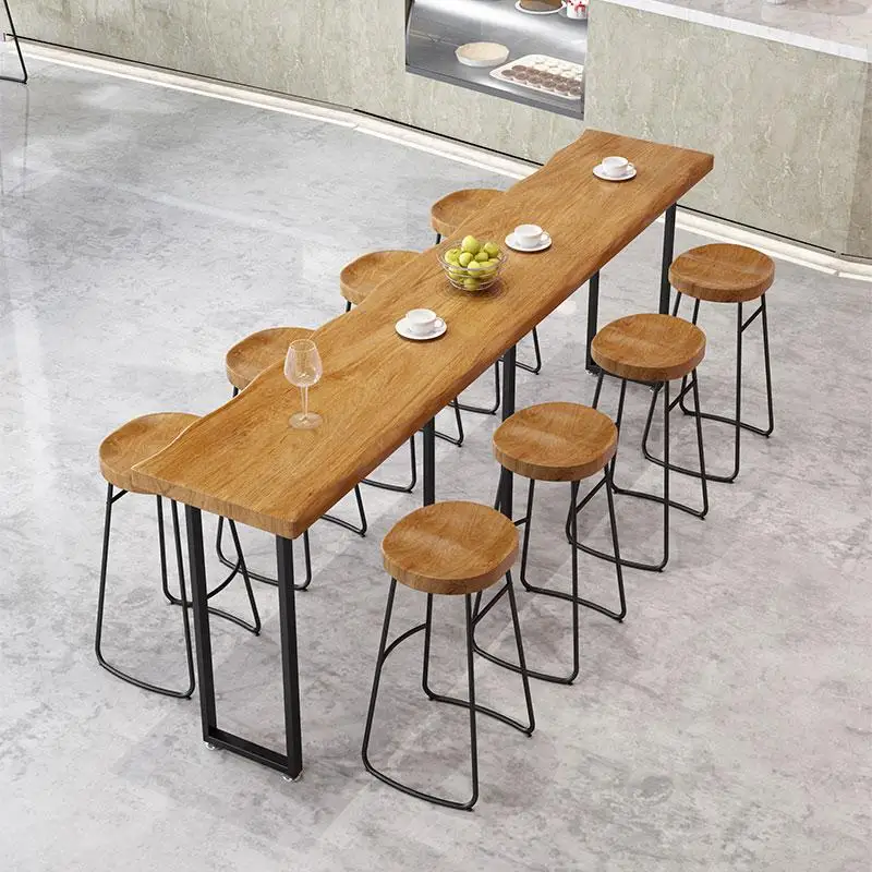 Барный стол и стул из массива дерева домашний длинный бар на стене креативный