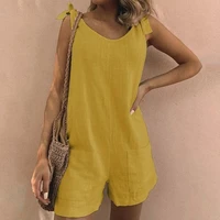 womens suspender jumpsuits 2022 fashion linen summer overalls casual playsuits female solid pants new turnip 2xl new