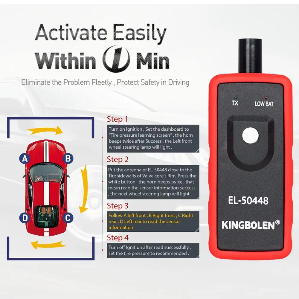 KINGBOLEN EL50448 датчик контроля давления в шинах для GM Opel EL50449 электронный Tpms сброс OBD