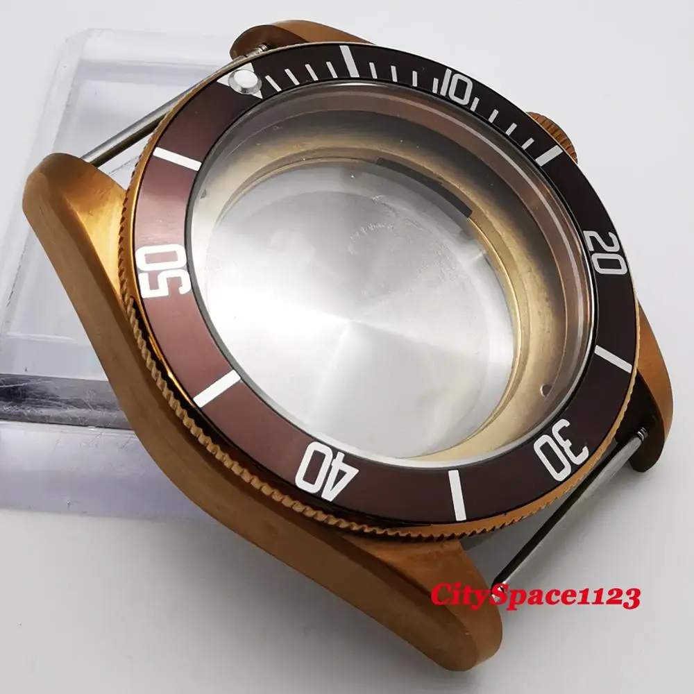 Мужские часы 41 мм латунные с pvd-покрытием чехол циферблат светящиеся руки