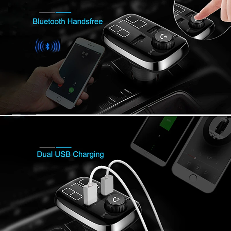 Автомобильный комплект громкой связи Bluetooth MP3 шрифт версия 4 2 FM передатчик