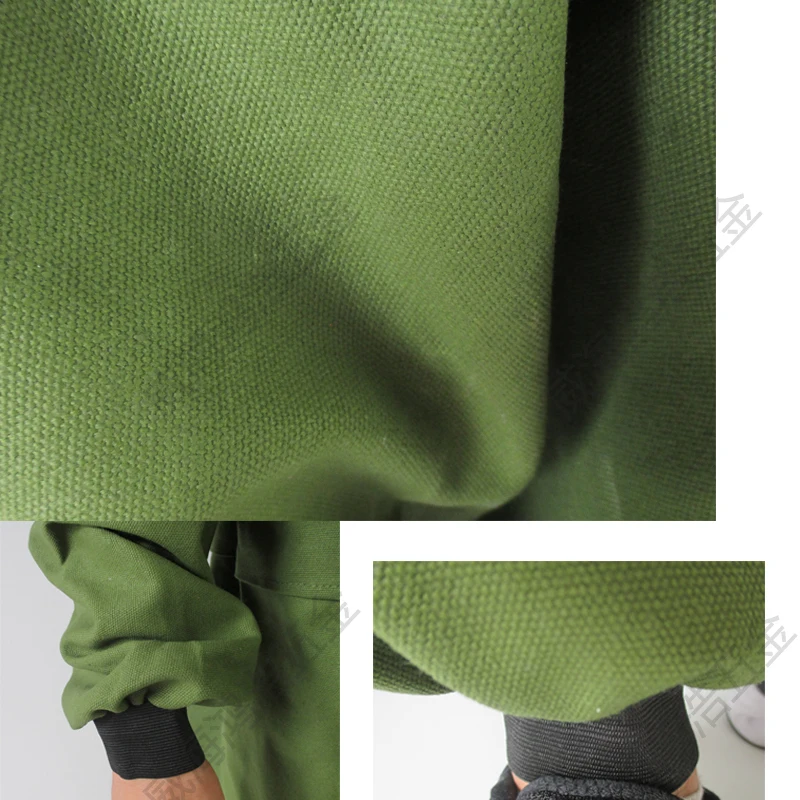 

Thick Green Men's Protective Suit Canvas Coat Pants See-through Mask Paint Suit Long Sleeve Top Dust-proof Workshop Uniforms E34