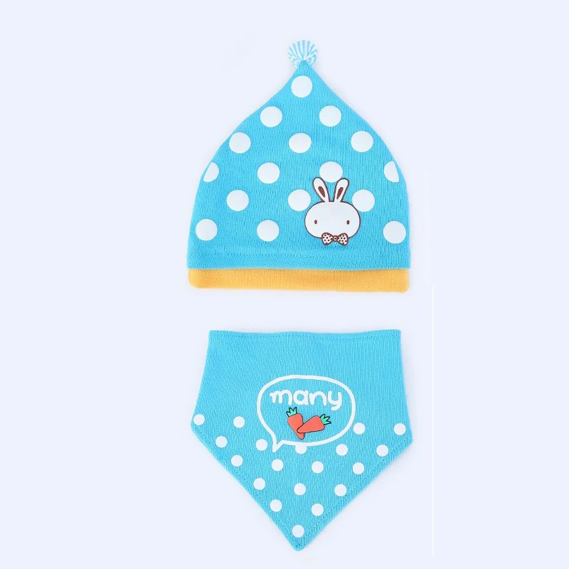 Шапки унисекс хлопковые шапки в белый горошек Слюнявчики для мамы и ребенка