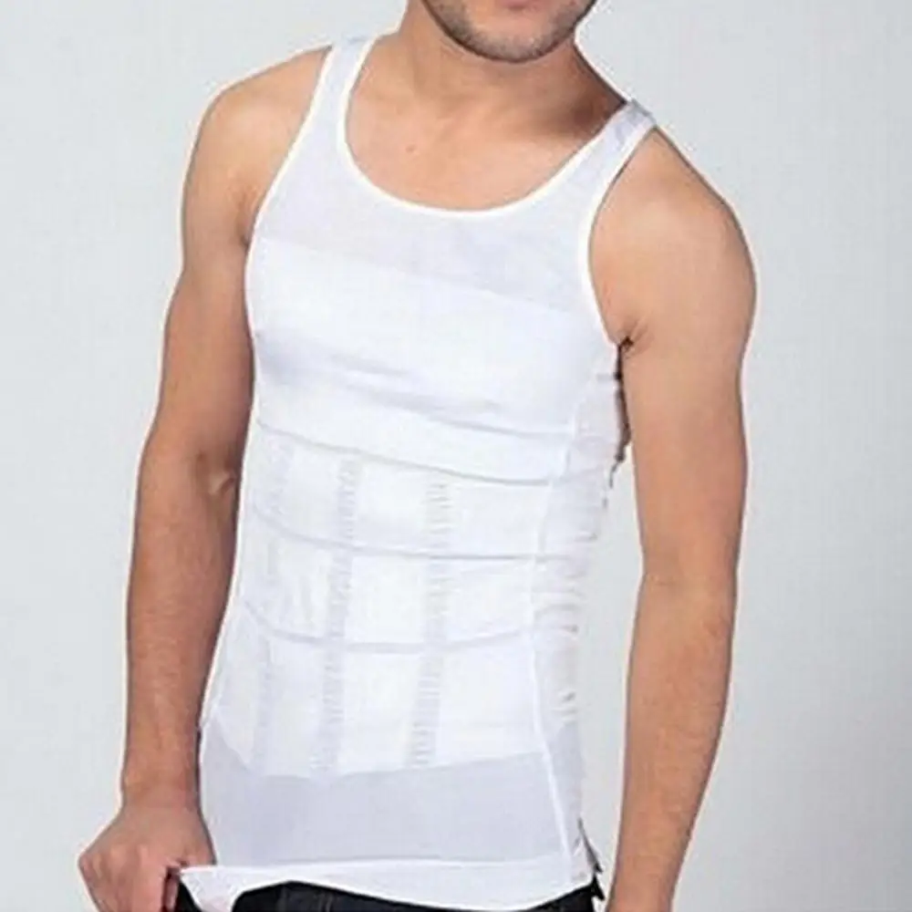 50%HOT2022 Men's Shapewear Bodysuit Abs and Waist Trainer Posture Shirt Stretch Vest Weight Loss Chest Fitness Workout Shirt Tan