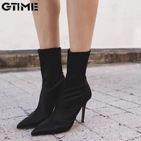 women shoes pointed toe elastic boots candy color cloth boots high heel socks boots thin high heels women pumps lahxz 31