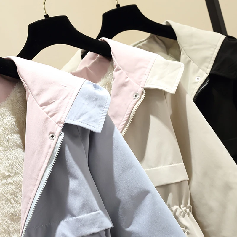 Женское бархатное пальто с капюшоном Повседневная теплая ветровка большого