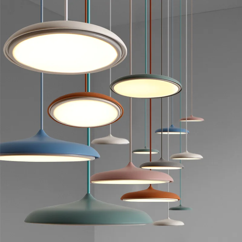 

Nordic Led Pendant Lamp Suspension Flying Saucer Macarone Pendant Light Modern Living Room Bedroom Restaurant Light Fixture Lamp