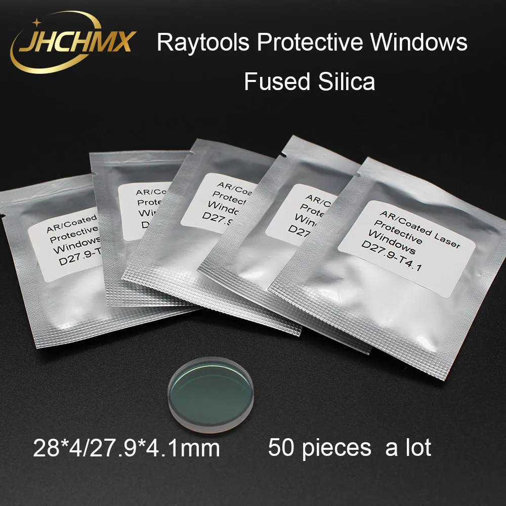 JHCHMX 50pcs/lot Raytools Laser Protective Lens/Glass 1064nm 28*4/27.9*4.1mm For Raytools Bodor Fiber Laser Cutting Machine