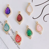 diy jewelry accessories drop shaped double hanging alloy inlaid zircon pendant jewelry accessories materials