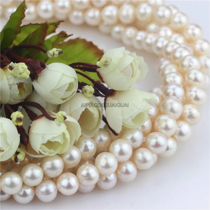 

APDGG Genuine wholesale 5strands A 10mm round pearl strands loose beads women lady jewelry DIY
