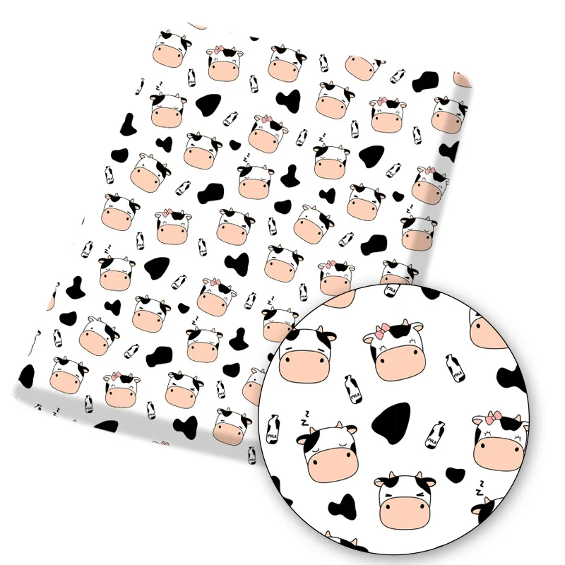 

Polyester Cotton Fabric Cow Milk Printed Cartoon Fabric Design Fabric for Dress DIY Bag Purse Needlework Sewing 45*145cm/pc 80g