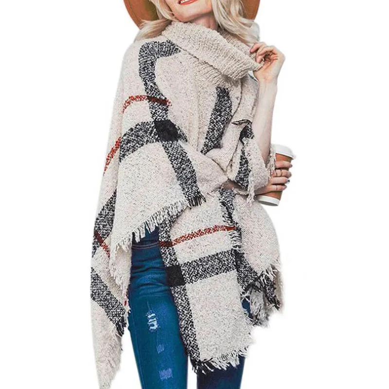Женский свитер, накидка с высоким воротником, пуловер с запахом, Свободный Повседневный свитер, осенний зимний свитер, свитер, свитер DZA004 от AliExpress RU&CIS NEW