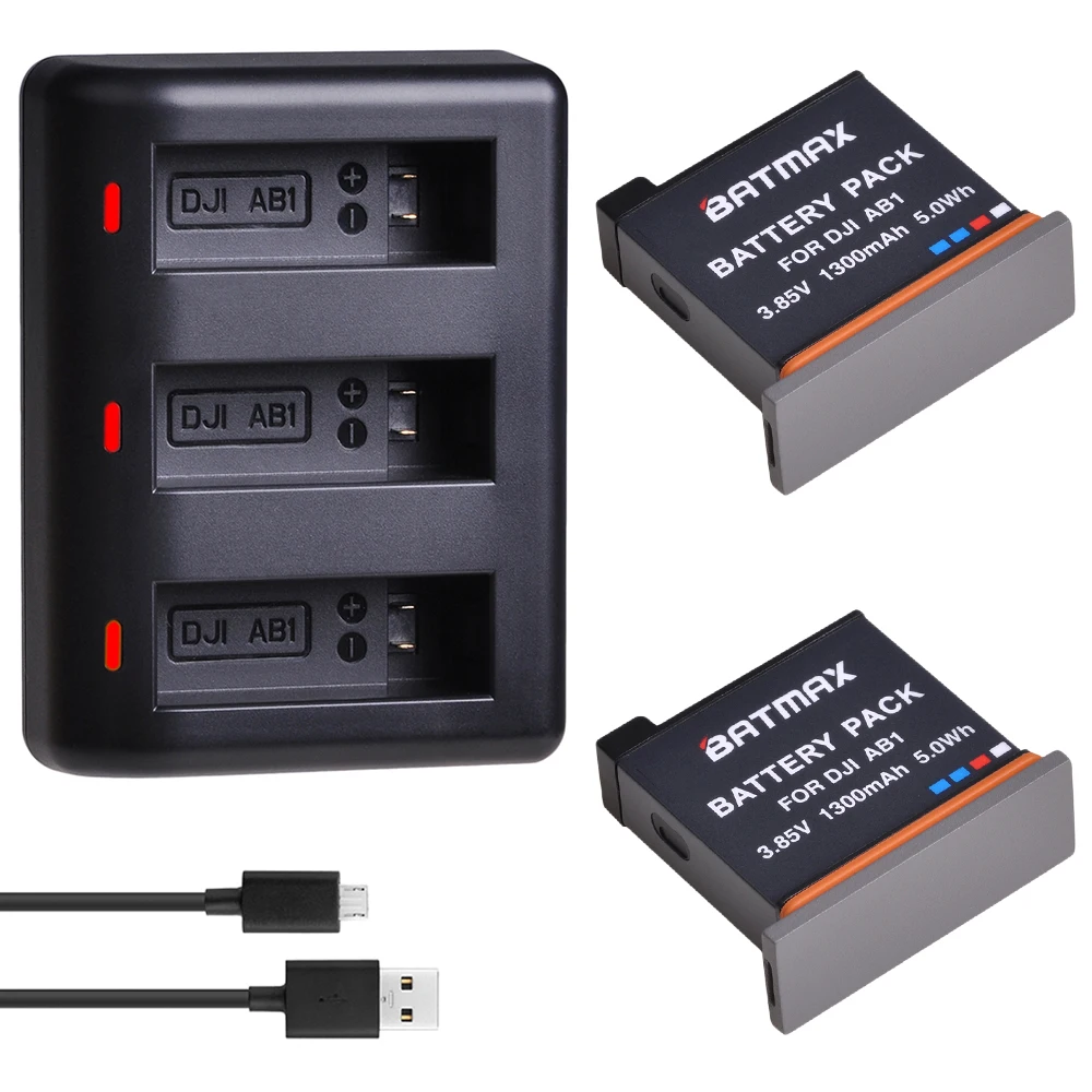 2 шт. аккумулятор AB1 3 85 в 1300 мач + тройное зарядное устройство USB с портом Type C для DJI