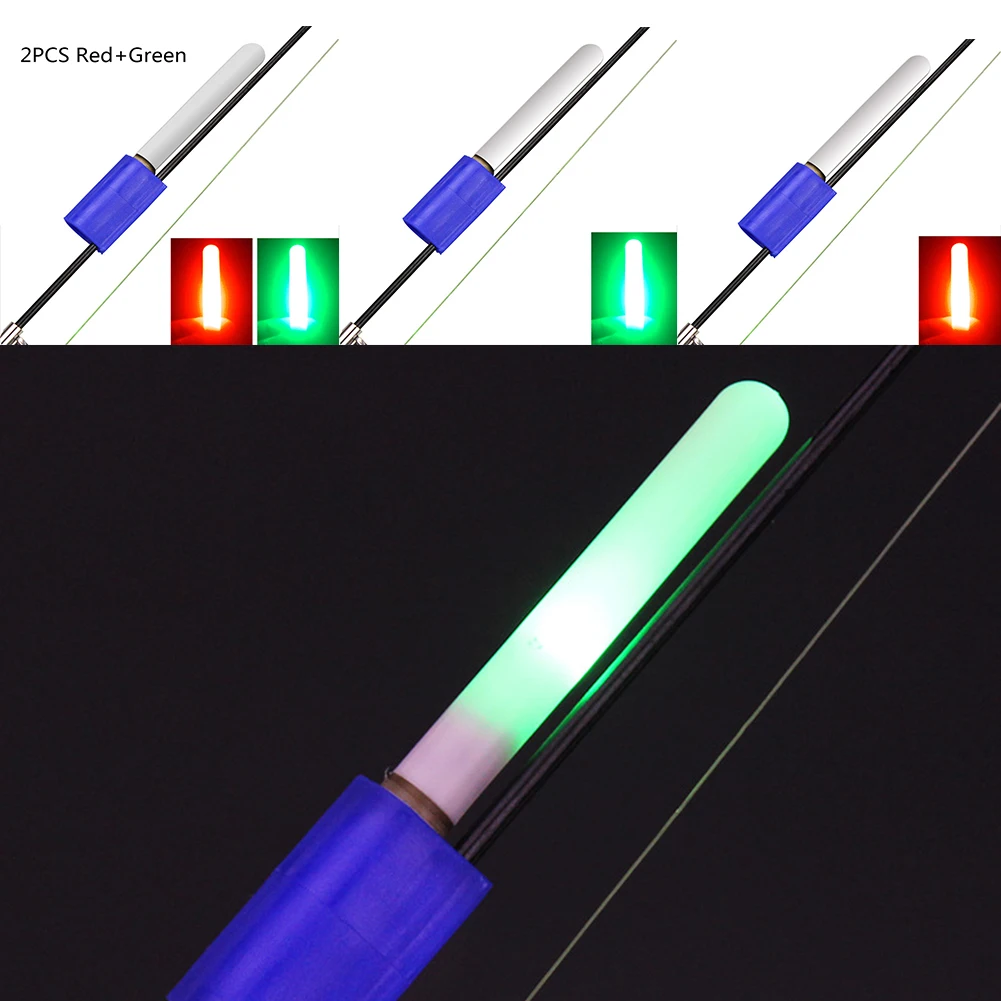 

LED Glow Alarm Light Night Fishing Stick Light Red Green Lamp Rod Tip Clip Fishing Lightstick Bite Alarm Shake Detect Light