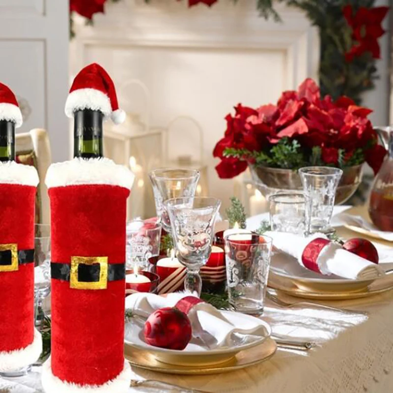 Рождественский ужин Рождественская бутылка вина набор Санта Клаус Кнопка