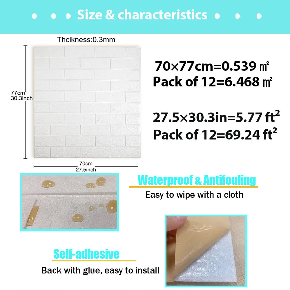 Самоклеящиеся 3D настенные стикеры NATURCITY для спальни водонепроницаемая пена