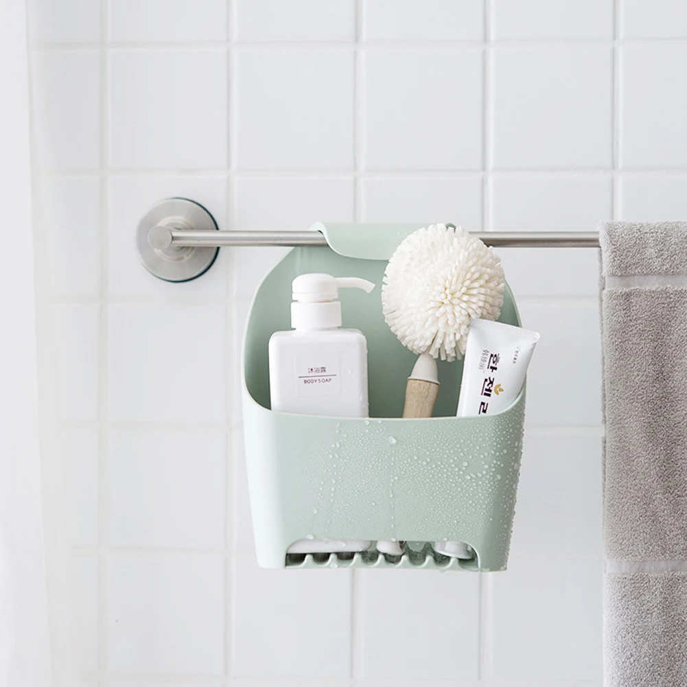 

Stackable Bathroom Storage Box Drainable Punch-free Toilet Rack Kitchen Bathroom Laundry Bathroom Towel Hanging Basket Organizer