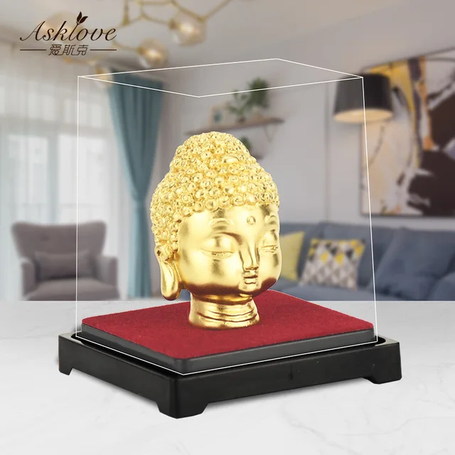 Статуя Будды, статуя с головой, Статуэтка из золотой фольги, настольные украшения ручной работы, фэн-шуй, скульптура, украшение для дома